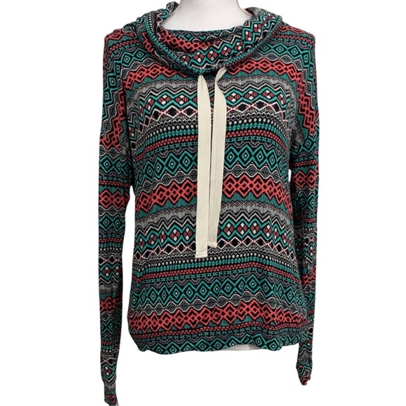 Ultra Flirt Tops - ULTRA FLIRT / Cool Pattern Cowl Neck Shirt / Medium